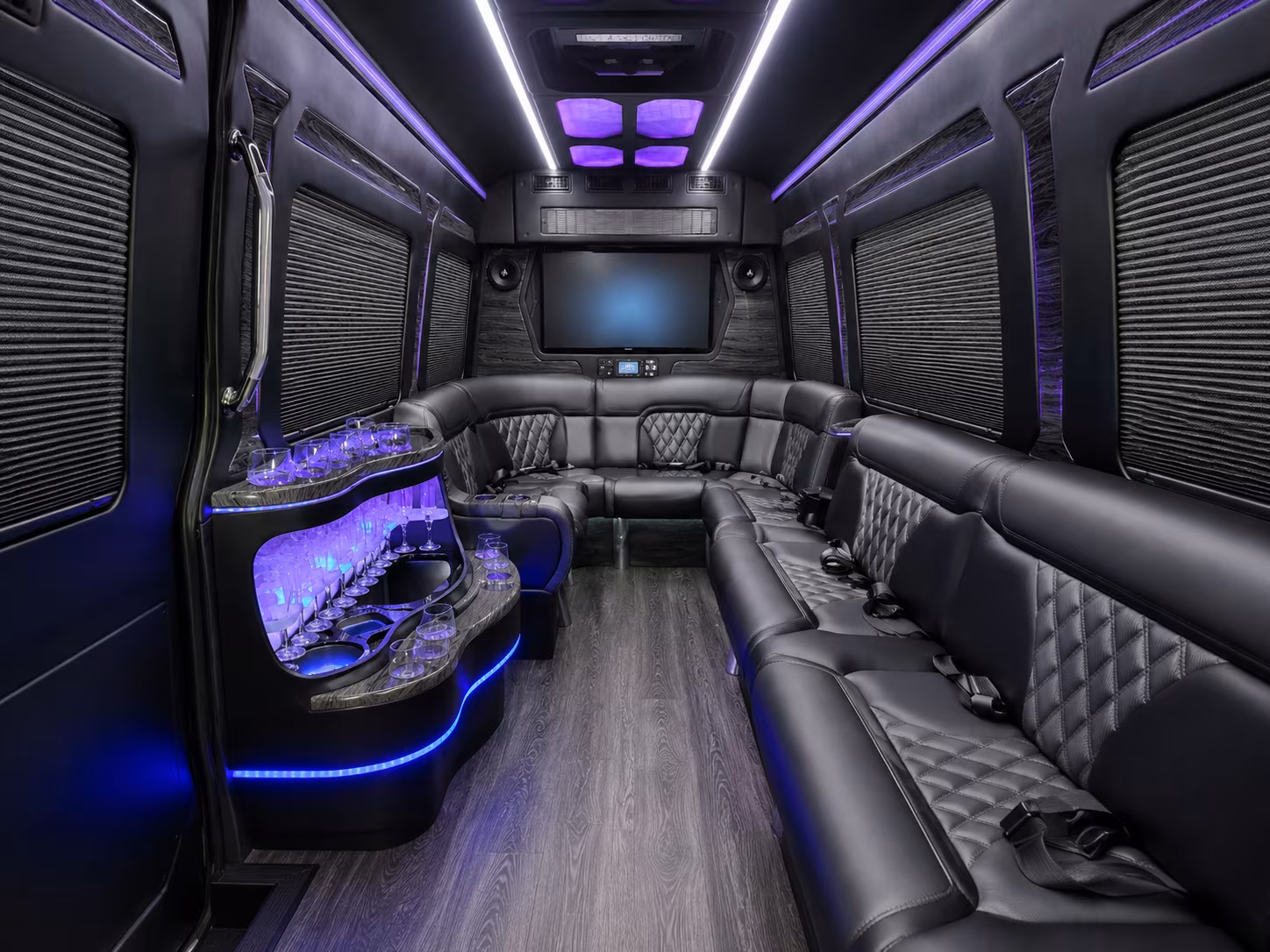 bowie 30 passenger party bus inside