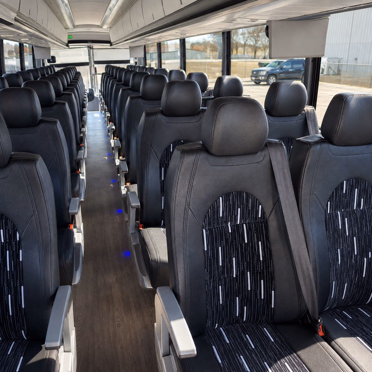 bowie charter bus rental interior