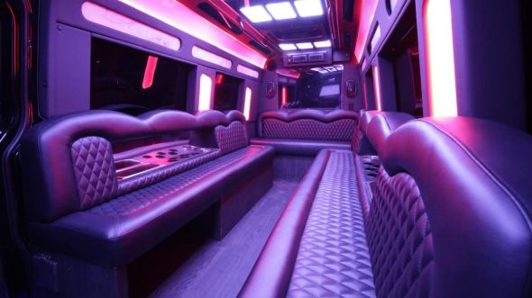 Interior of Charter Bus Company Bowie's Sprinter Limo in Bowie