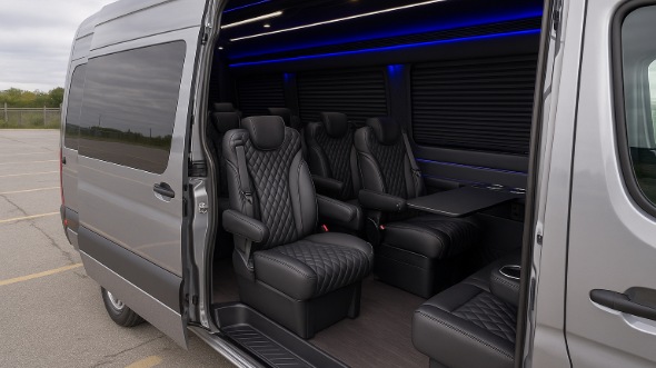 Interior of Charter Bus Company Bowie's Sprinter Van Rental With Driver in Bowie